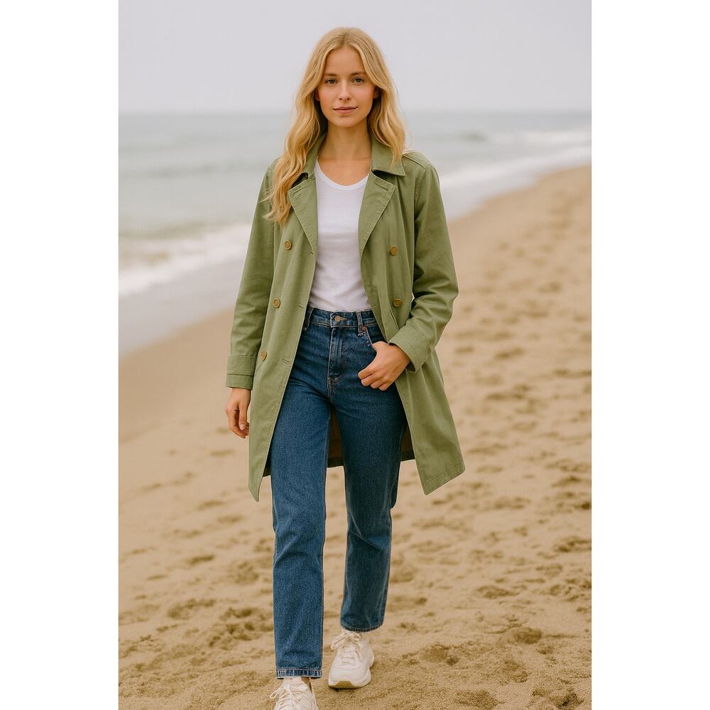 1 Madison army green belted double breasted trench peacoat